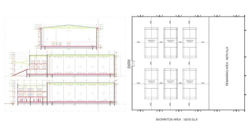 Badminton Court Blueprint Layout